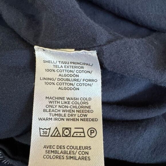 LOFT women's blouse V neck sleeveless navy blue size M 100% cotton - Picture 5 of 7